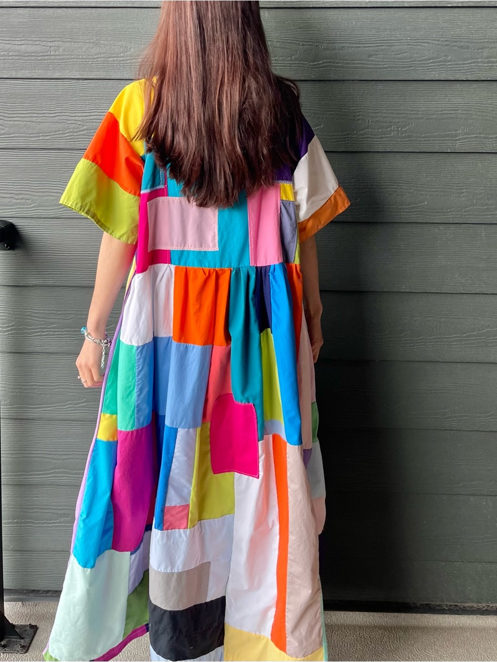 Handmade Quilted Patchwork Colorblock Dress SKU 08121 - Picture 11 of 16
